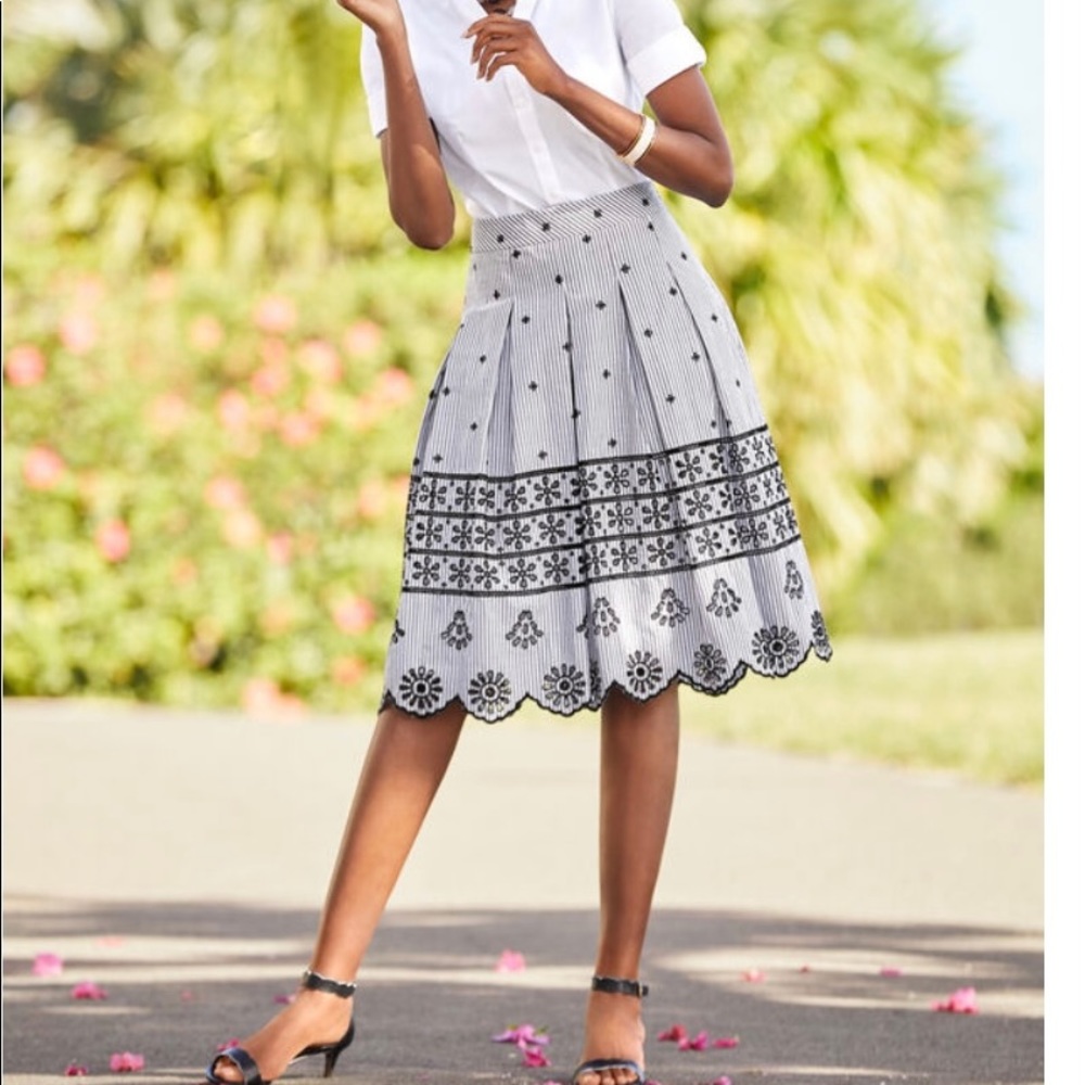 Talbots pleated stripe  skirt